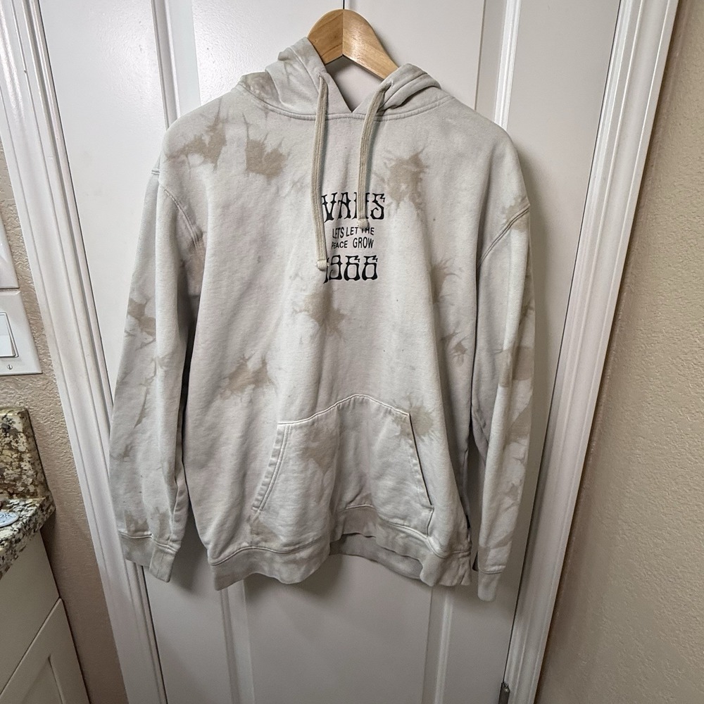 Vans Hoodie Tie Dye Tan Sz L Peace Skull 1966 Activewear Logo Graphic Fleece